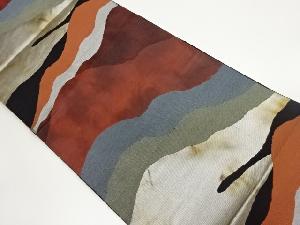 服部織物製　こはく錦道長取り模様織出し袋帯